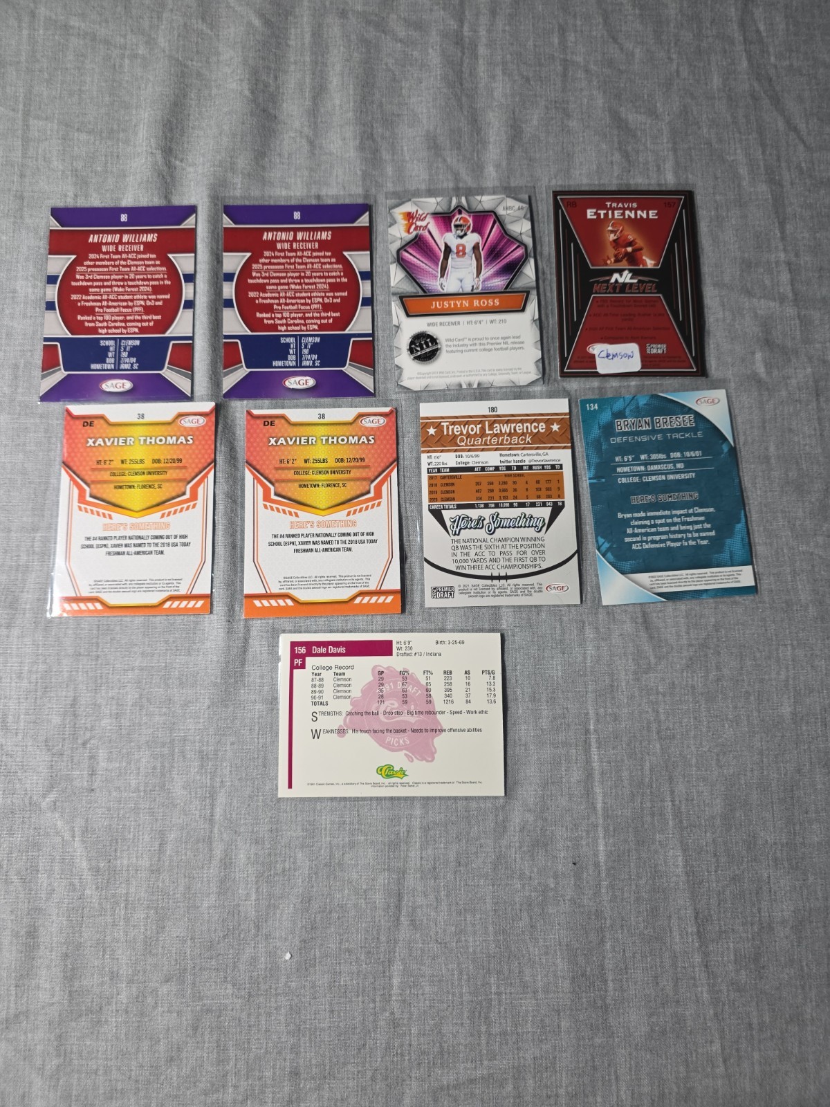 University Of Clemson Basketball & Football Trading Card Lot Of 9