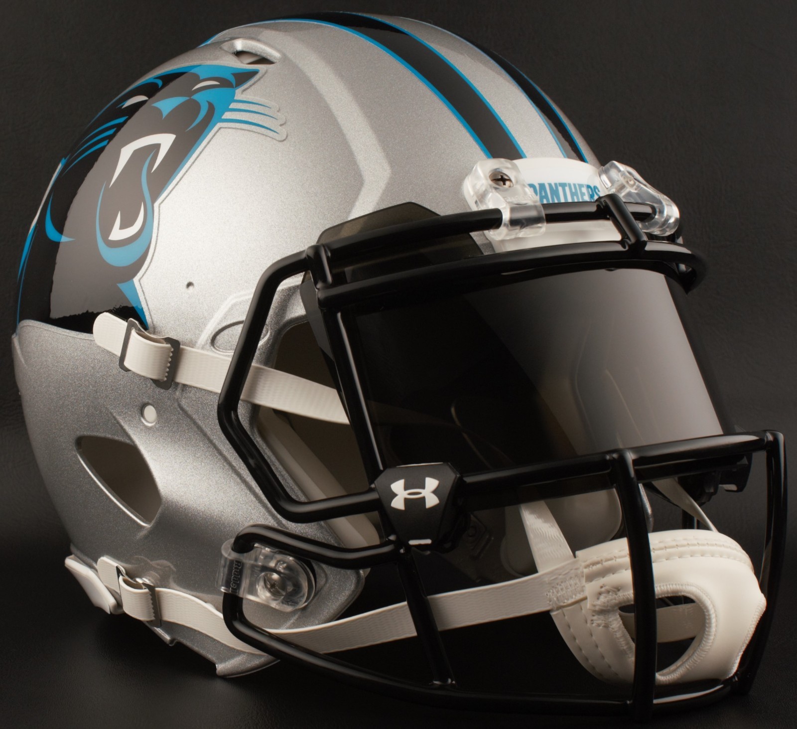 CAROLINA PANTHERS NFL Football Helmet with BLACK-TINT Visor / Eye Shield
