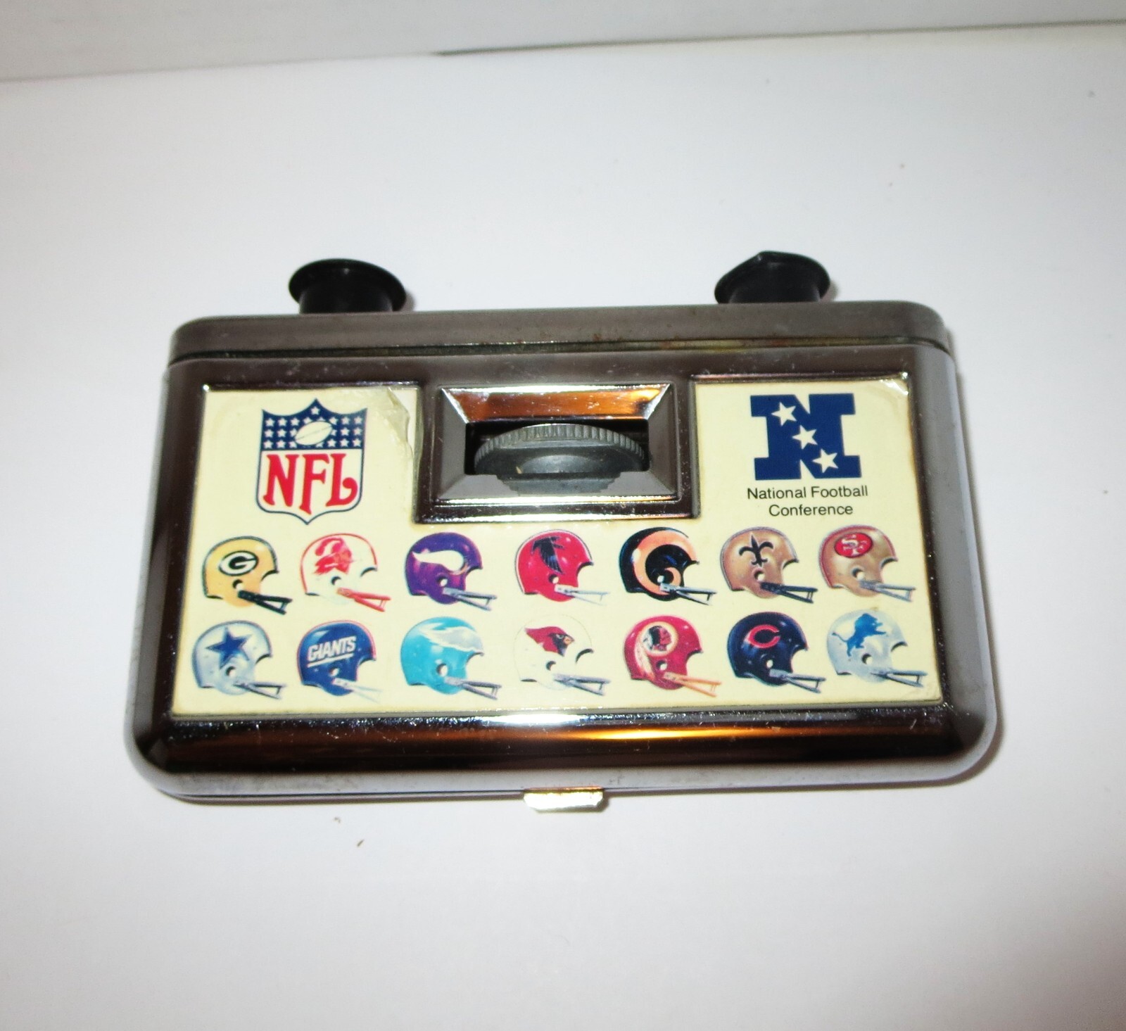 Vintage 80s NFL Compact Folding BINOCULARS NFC AFC Helmet logos TASCO Japan