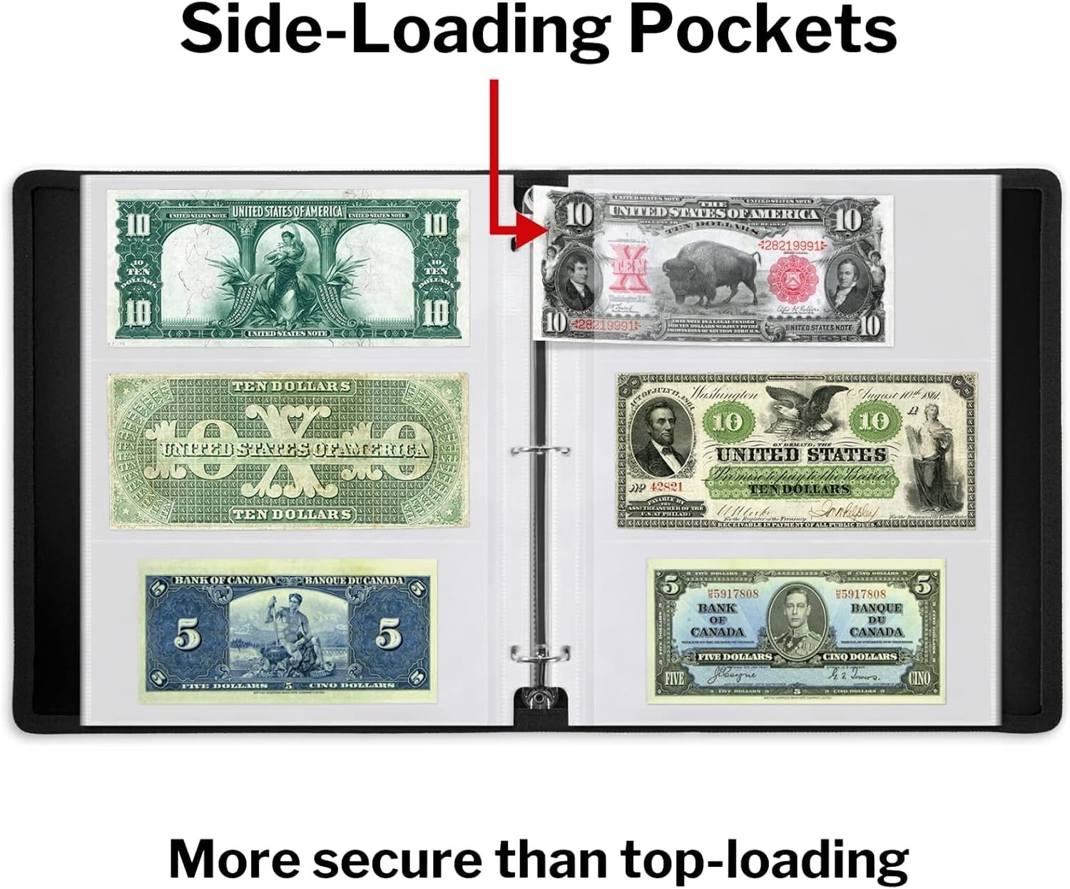 25 Sheets Currency Sleeves for Paper Money Collection Album with 3 Pockets