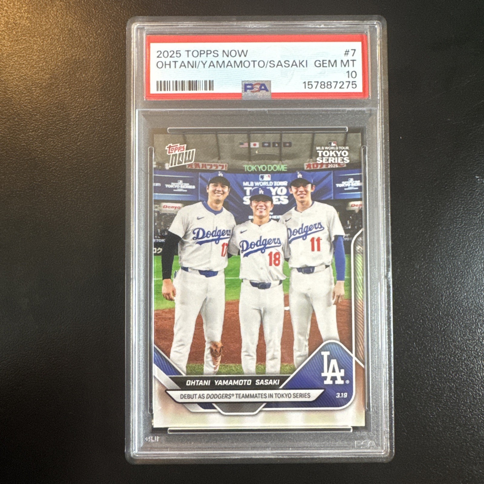 2025 Topps Now – Tokyo Series Shohei Ohtani, Yamamoto, Sasaki #7 PSA 10