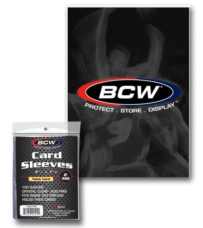 (500) BCW Thick Trading Card Sleeves (5 Packs) For Extra Thick Sports Cards
