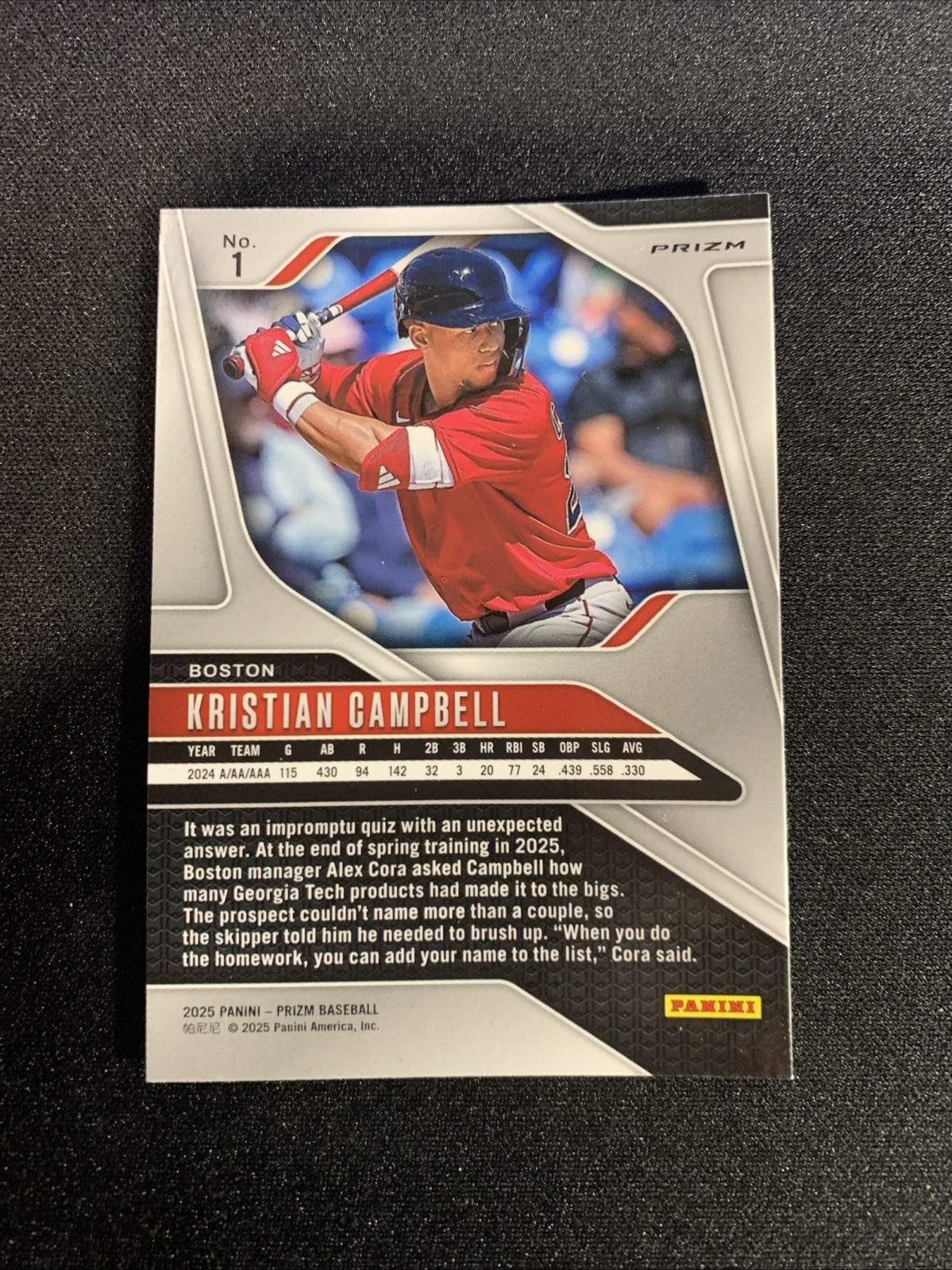 2025 Panini Prizm – Kristian Campbell, Kristian Campbell #1 Pink Ice Prizm (RC)