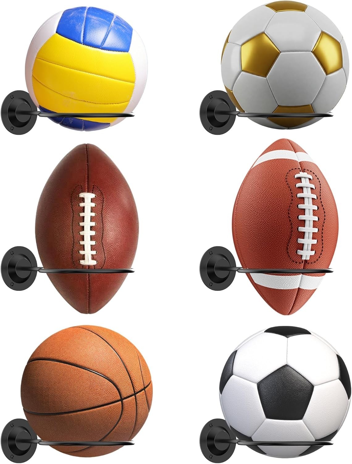 Compact Black Sports Ball Display Holder – Perfect for Basketball & Football