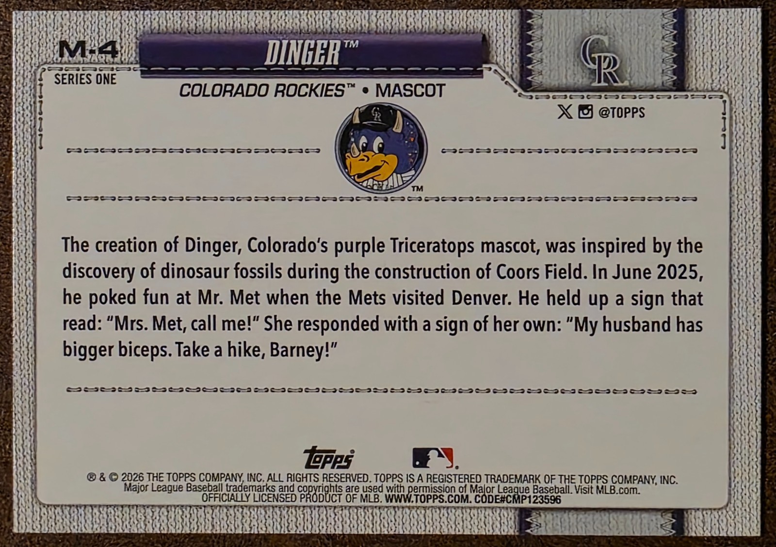 YOU PICK’EM!! – MLB – TEAM MASCOTS – 2026 Topps Series 1 Celebration