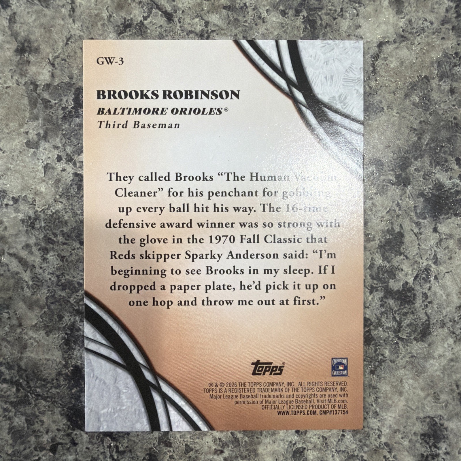 Topps 2026 Series 2 Glove Work Brooks Robinson Orioles Insert GW-3 #/99 Green