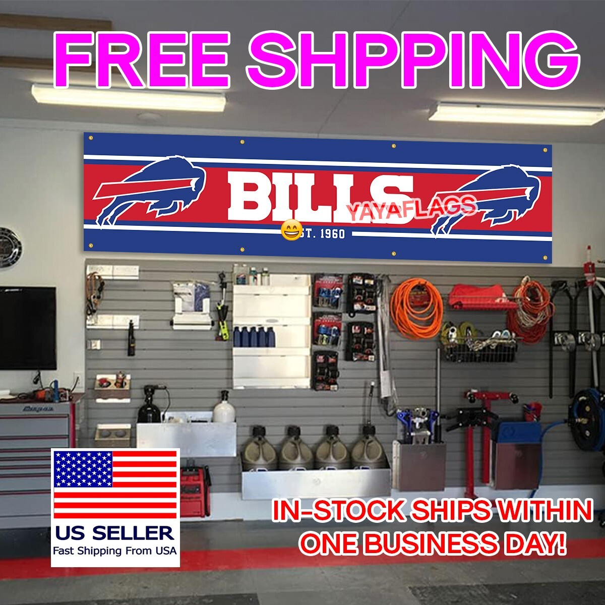 Buffalo Bills 2×8 Feet NFL Flag Mancave Outdoor Banner US SELLER