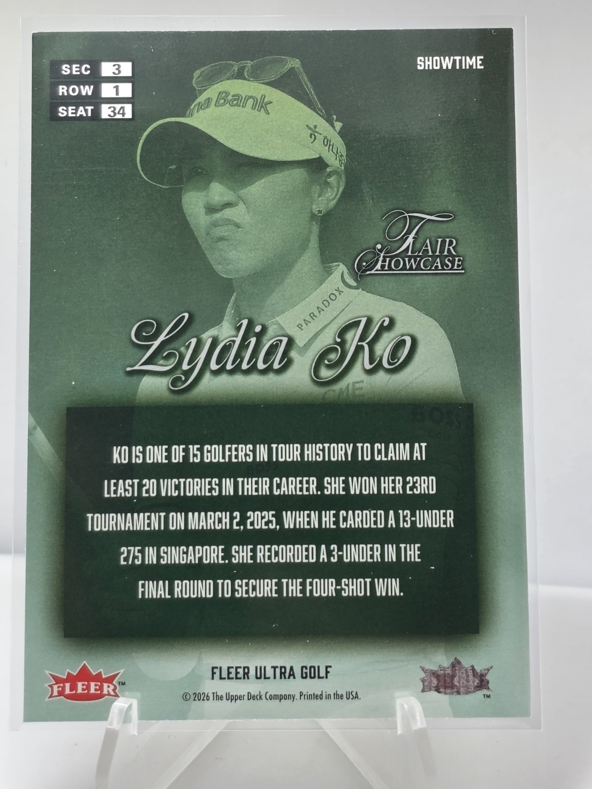2026 Fleer Ultra Golf- Flair Showcase Lydia Ko Showtime Row 1 #34 1:90