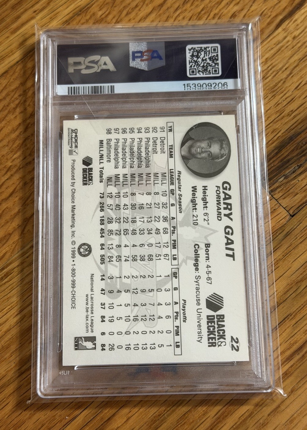 1999 Choice NLL All Stars Lacrosse Gary Gait PSA 9 Mint