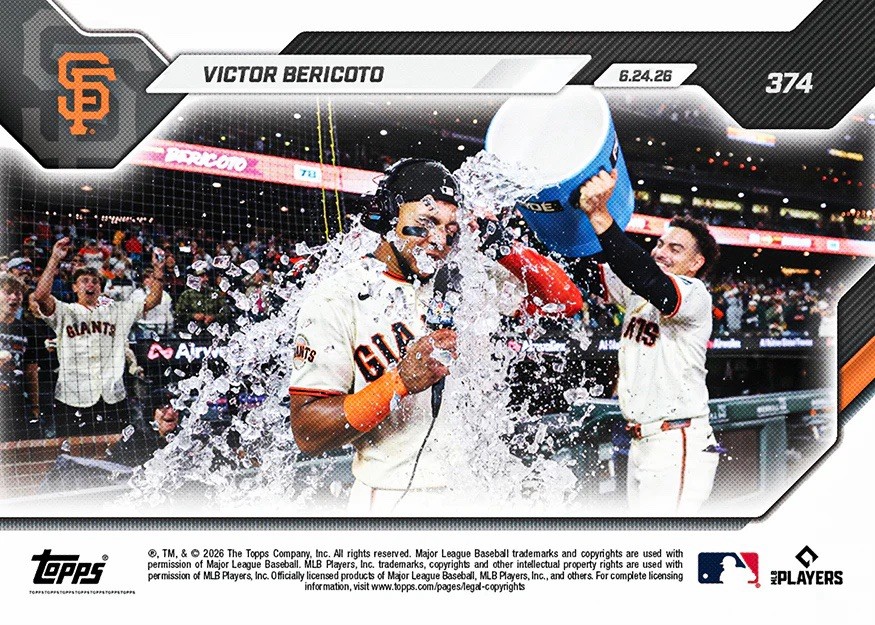 Victor Bericoto Call-Up Giants 1st Walk-Off 2026 MLB Topps NOW Card 374 Presale