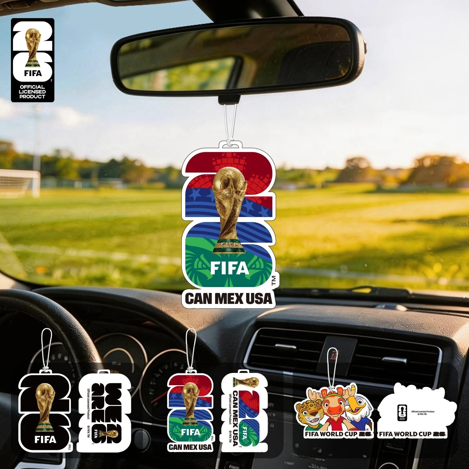 FIFA World Cup 2026 Official 3 Pack Car Air Freshener with Trophy Mascot & Host