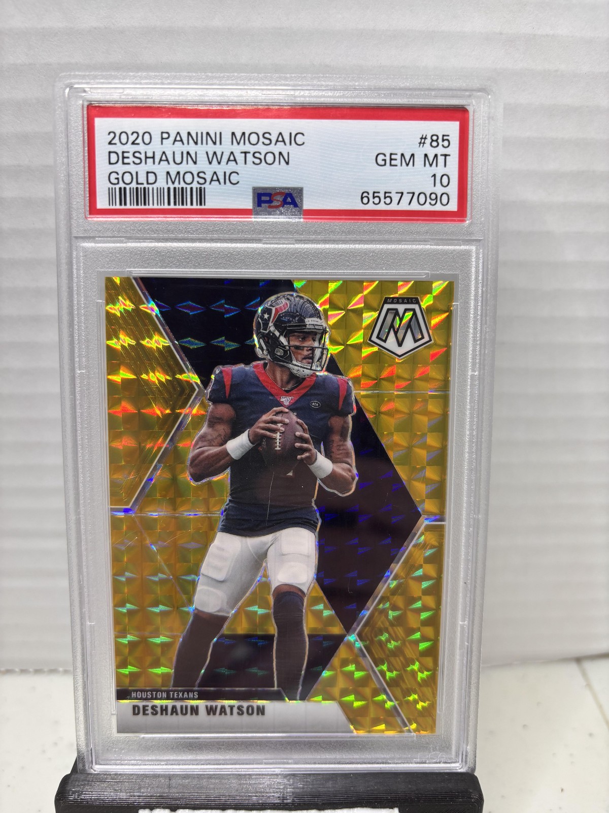 2020 Panini Mosaic #85 Deshaun Watson Gold Mosaic /17 PSA 10