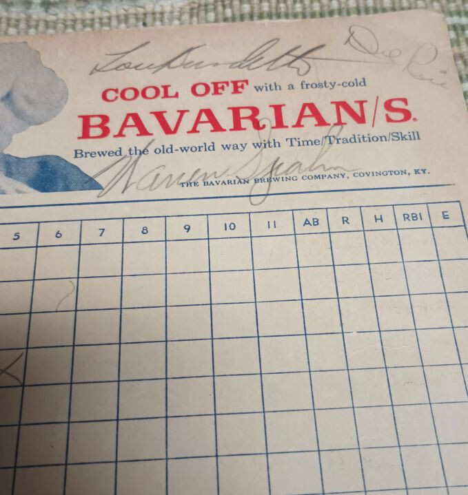 1958 Scorecard Signed Milwaukee Braves; Warren Spahn + Del Rice + Unknown