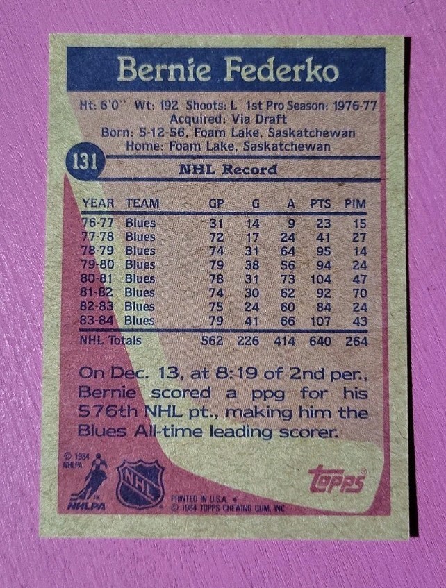 1984-85 Topps – Bernie Federko #131