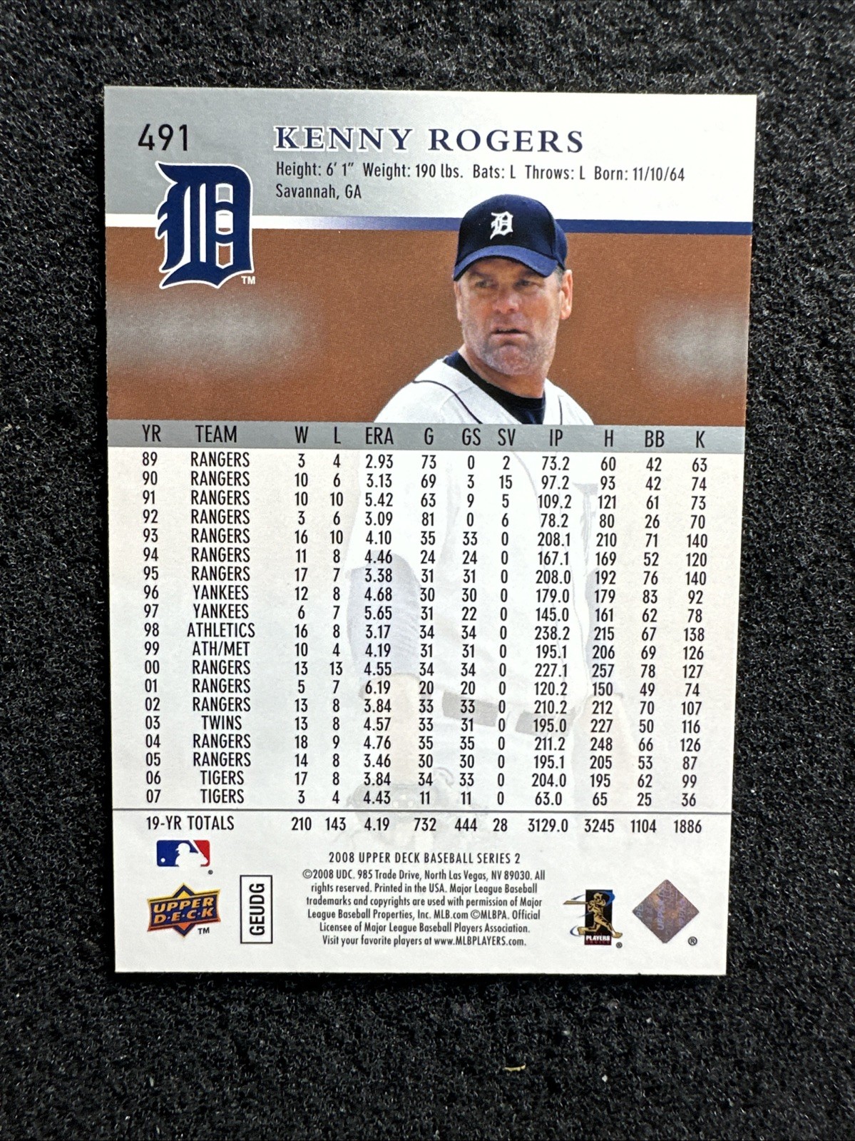 KENNY ROGERS 2008 Upper Deck #491 Detroit Tigers (Buy 10 get 10 Free)