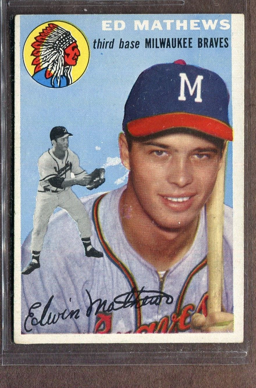 1954 Topps Set-Break # 30 Eddie Mathews VG-VGEX *JAYSACE*
