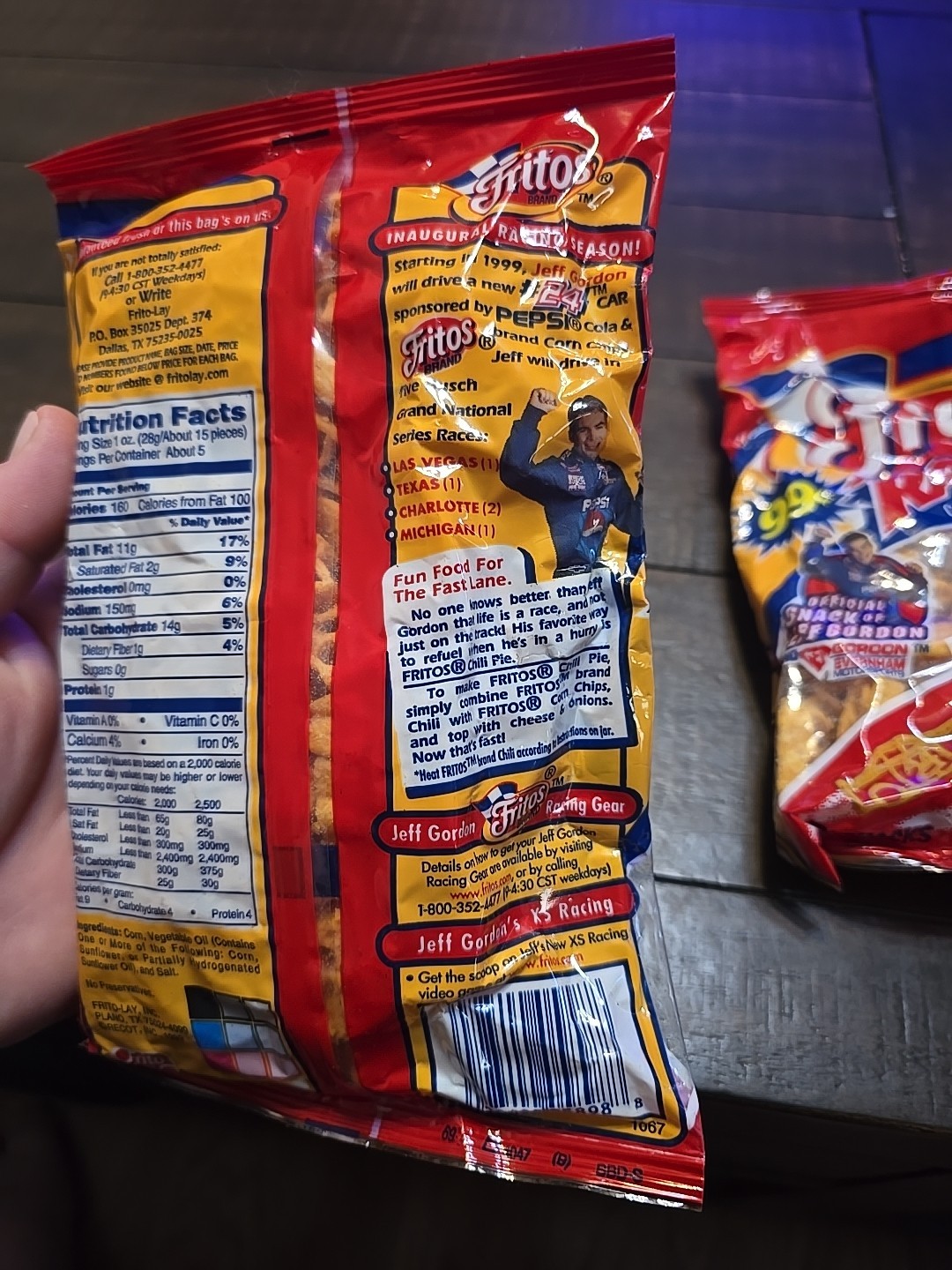 2 NEW! Bags Fritos Racerz, Car Shaped Corn Snacks, Jeff Gordon 4 3/4 Oz Each Bag