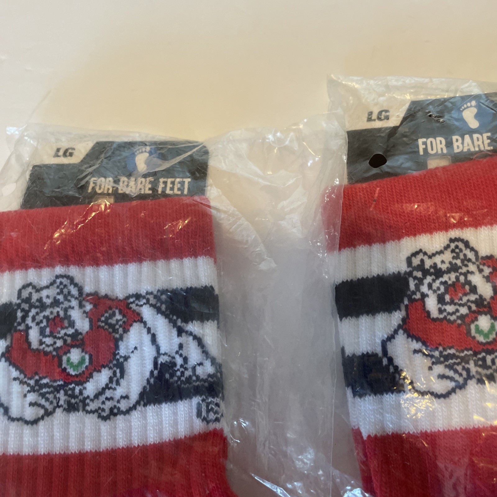 2 pairs For Bare Feet California State Bulldogs Fresno Size L Socks NCAA