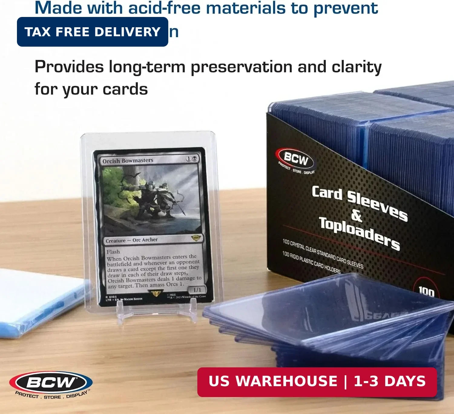 BCW Card Sleeves and Toploaders for Card Combo – 200 Count | Top Loaders and Aci