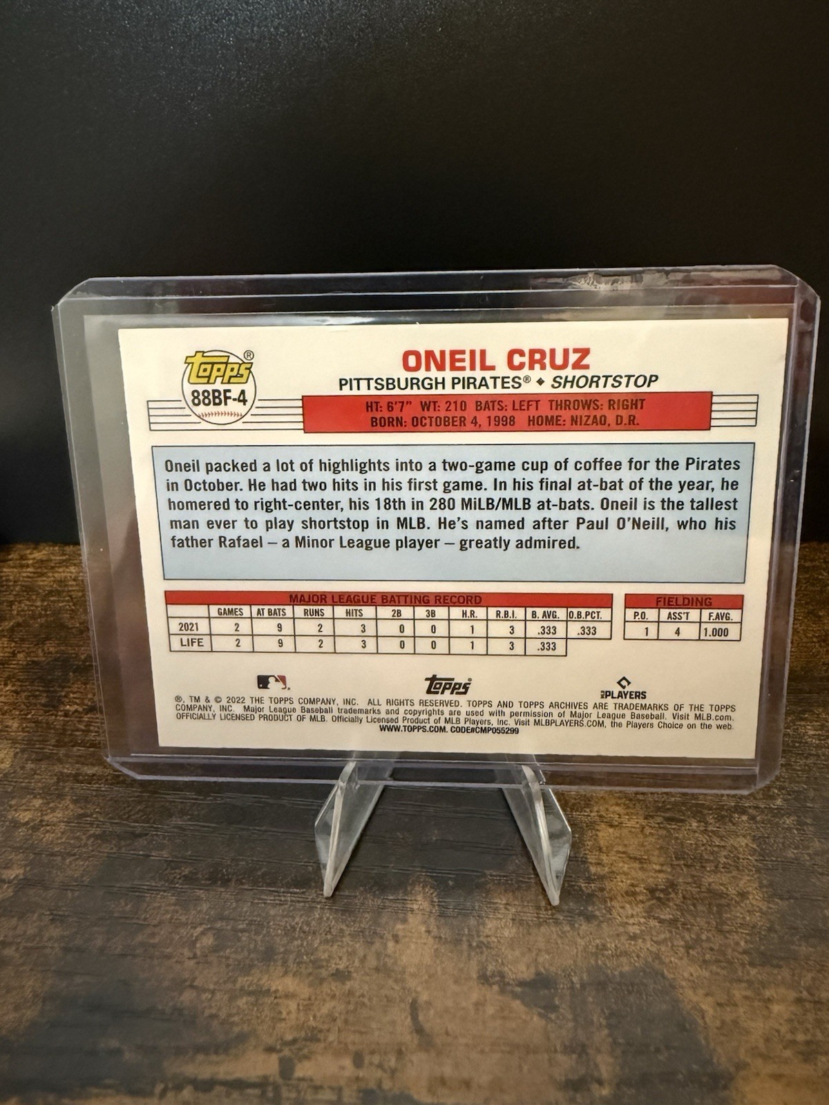 2022 Topps Archives – 1988 Topps Big Foil Oneil Cruz #88BF-4 Sky Blue (RC)