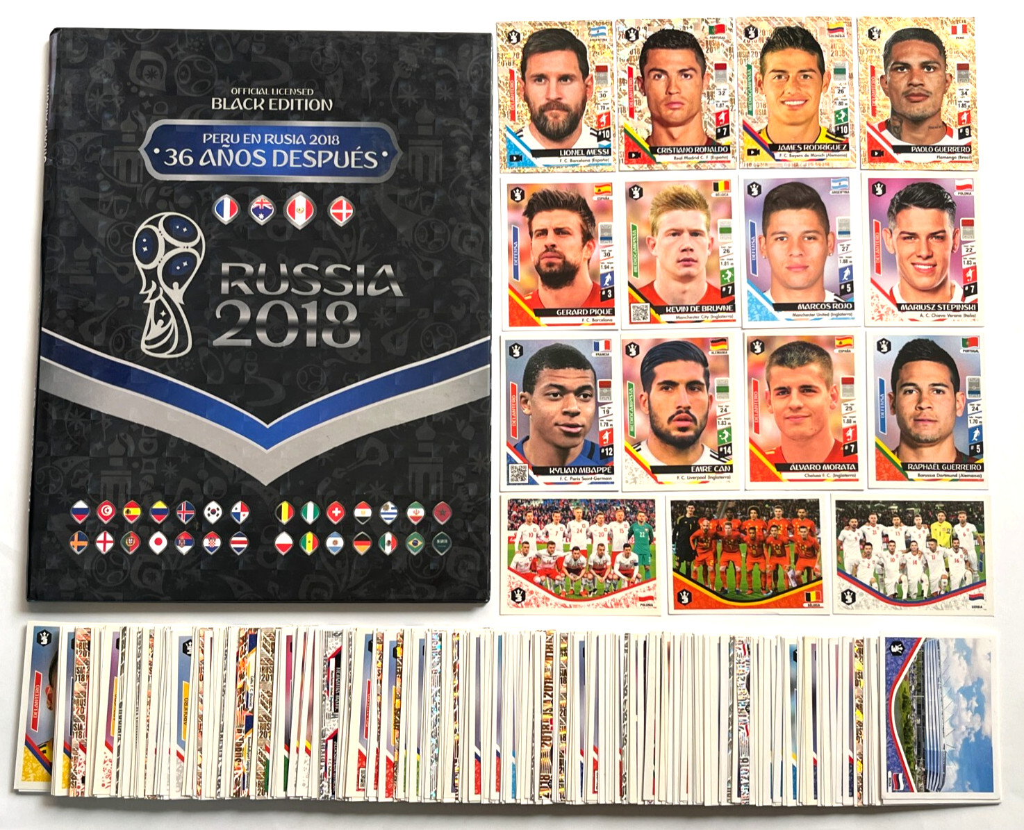 2018 WORLD CUP RUSSIA Album Hardcover Black Edition + Full Set 380/380 MESSI CR7