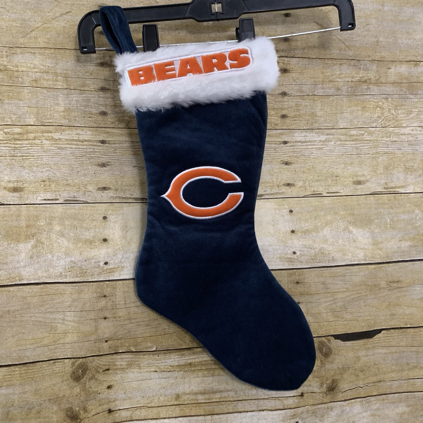 NFL Chicago Bears Christmas Stocking 18″ Length Blue Orange White Fur