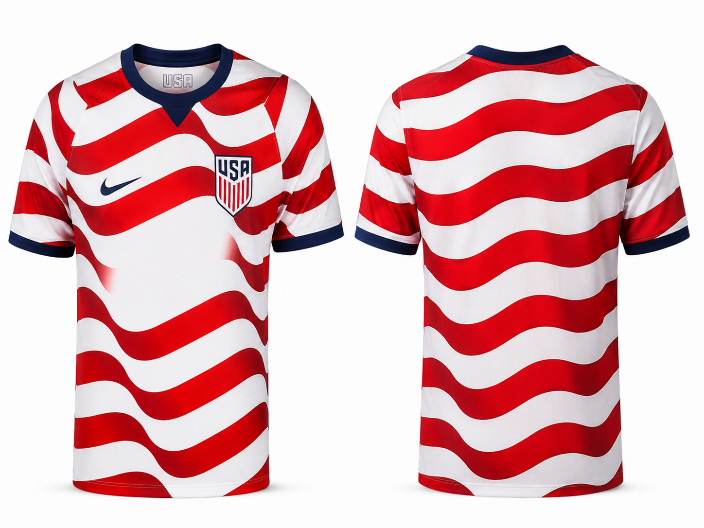 Unisex Adult USA Style Soccer Jersey, Red White Striped Fan Shirt NWT All Sizes