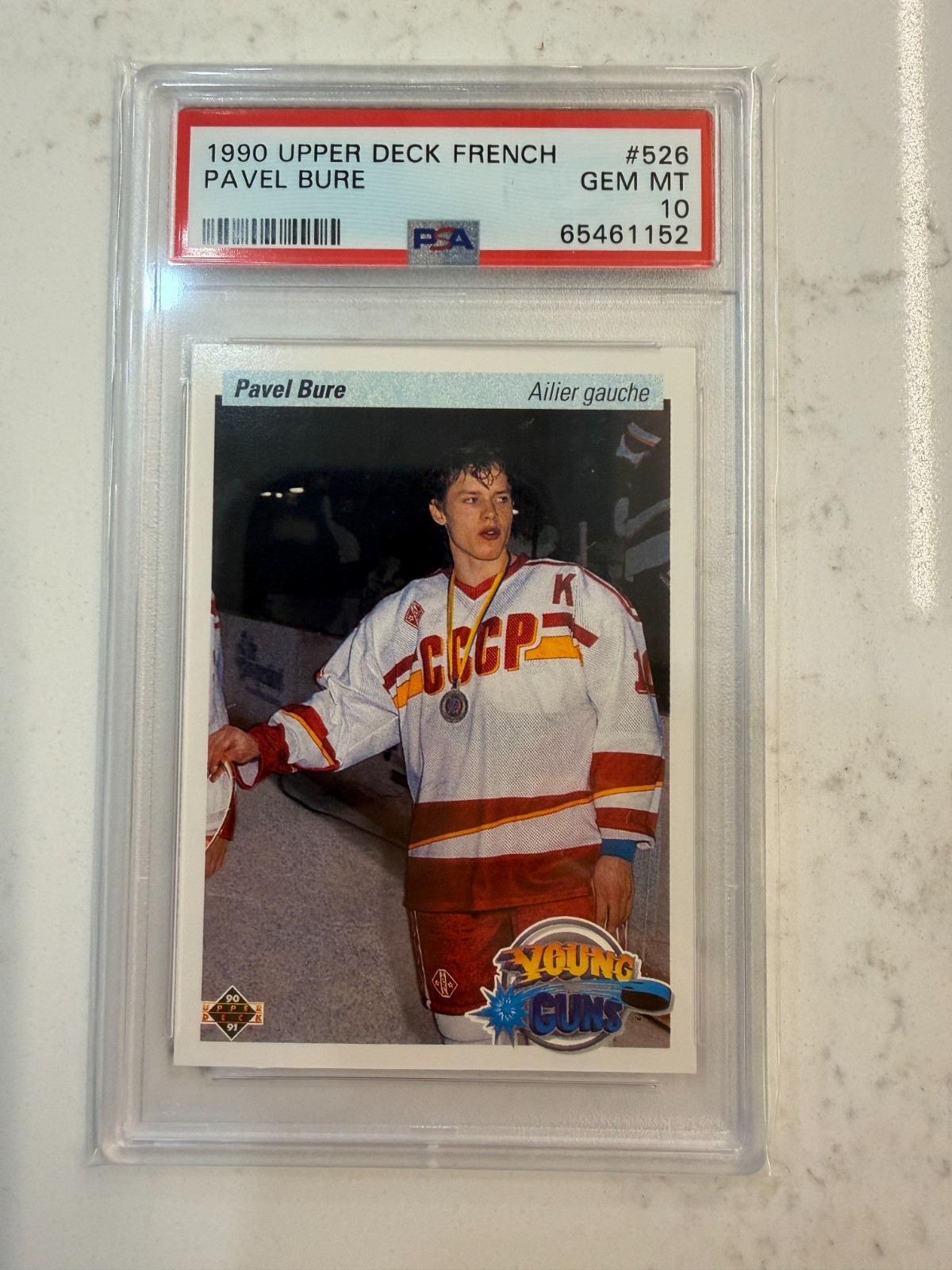 1990-91 Upper Deck FRENCH Young Guns #526 Pavel Bure RC ROOKIE PSA 10 GEM MINT