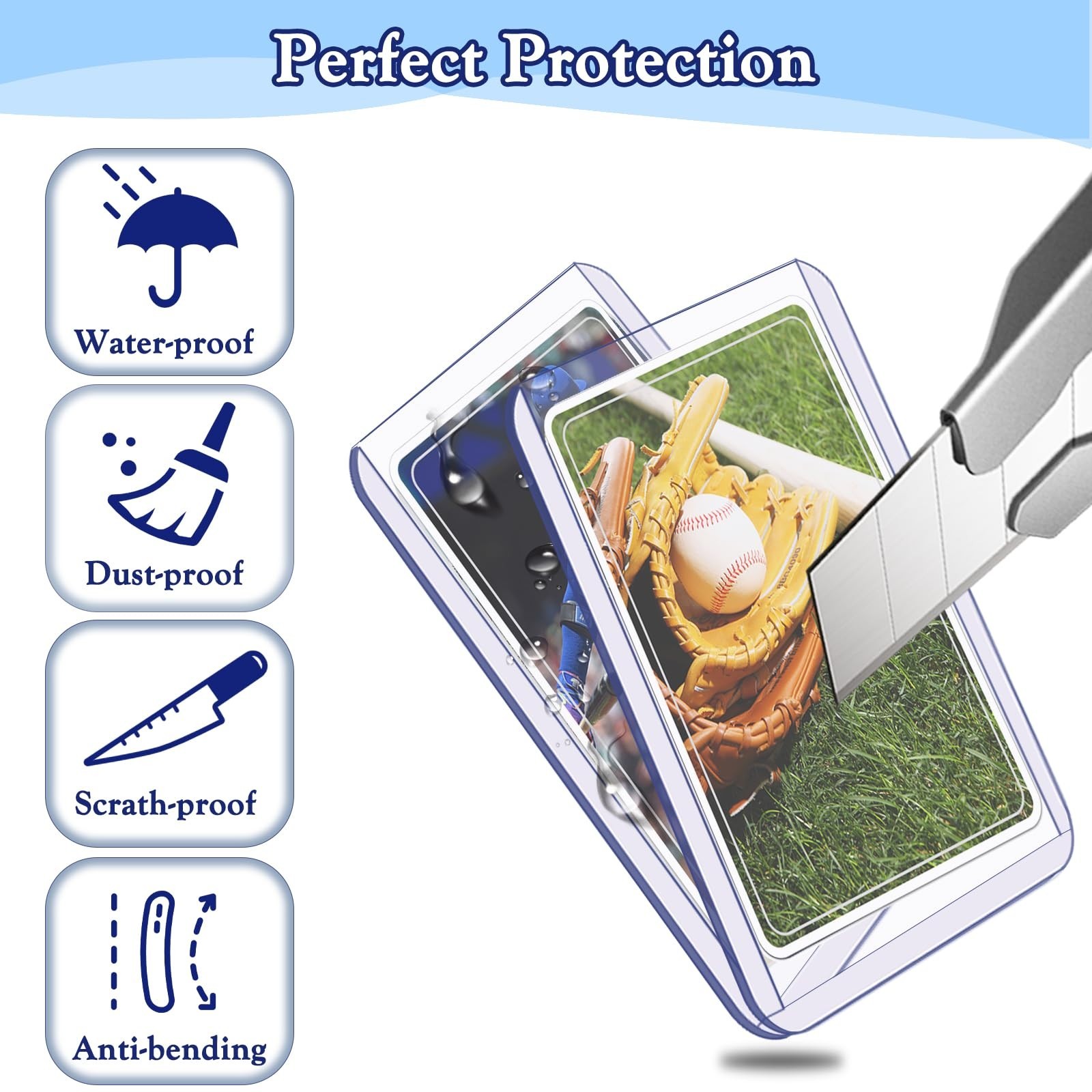 Trading Card Sleeves Hard Plastic Clear Case Holder 300 Baseball Cards Topload!!