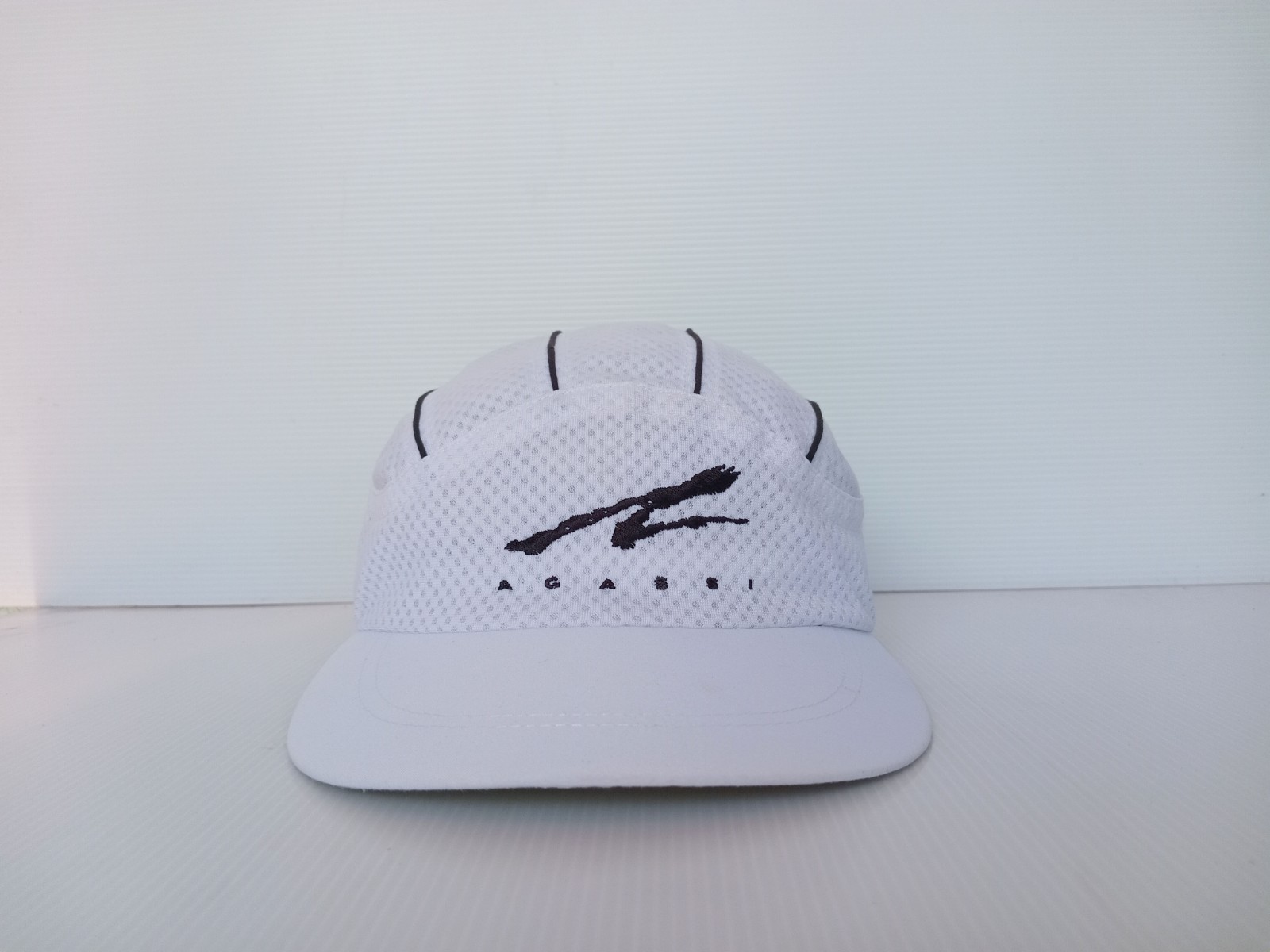 LOT 2 Pcs Vintage Andre Agassi Nike Cap Hat White – Black Mesh Tennis Swoosh