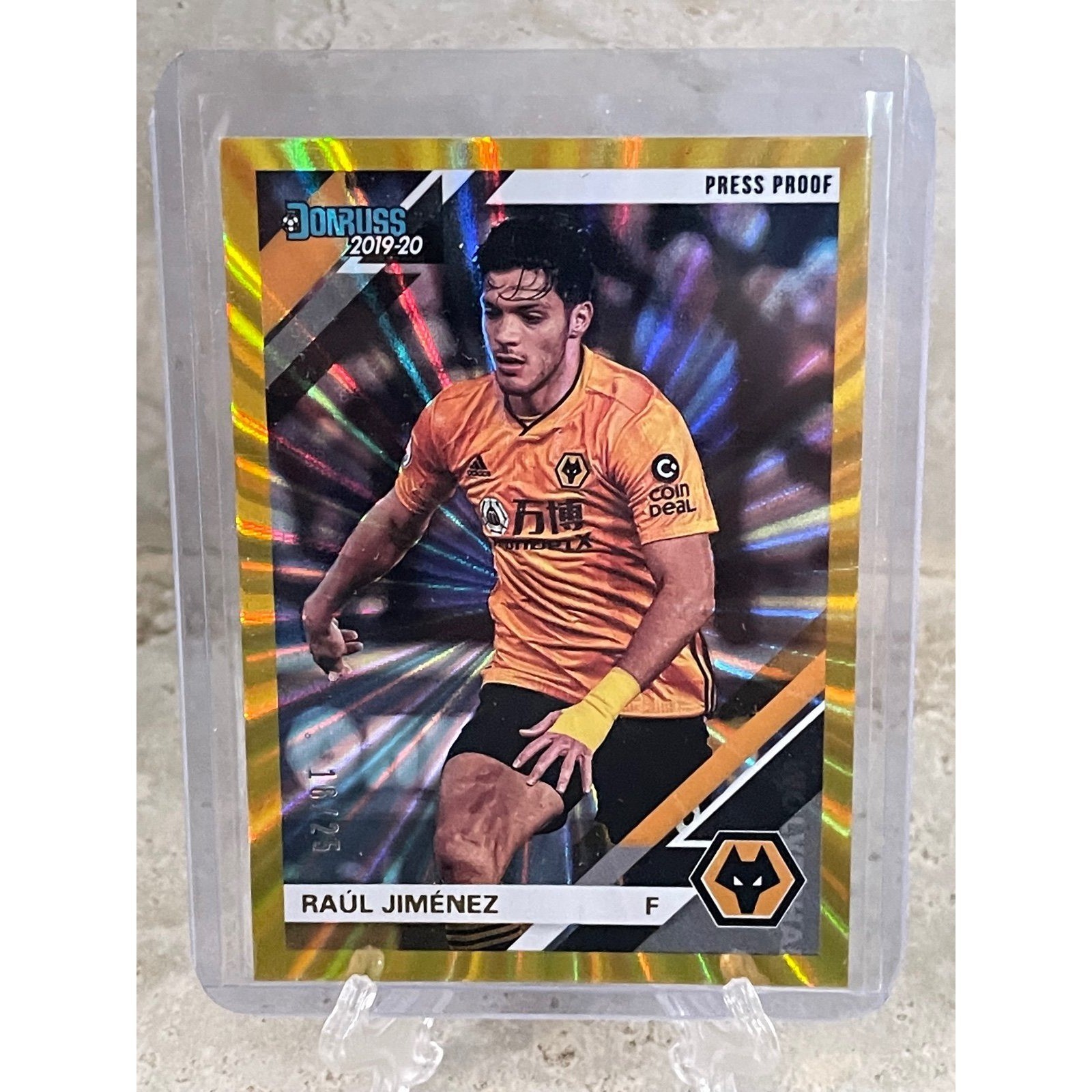2019-20 Panini Chronicles Soccer Raul Jimenez Press Proof Gold Laser /25 Wolves