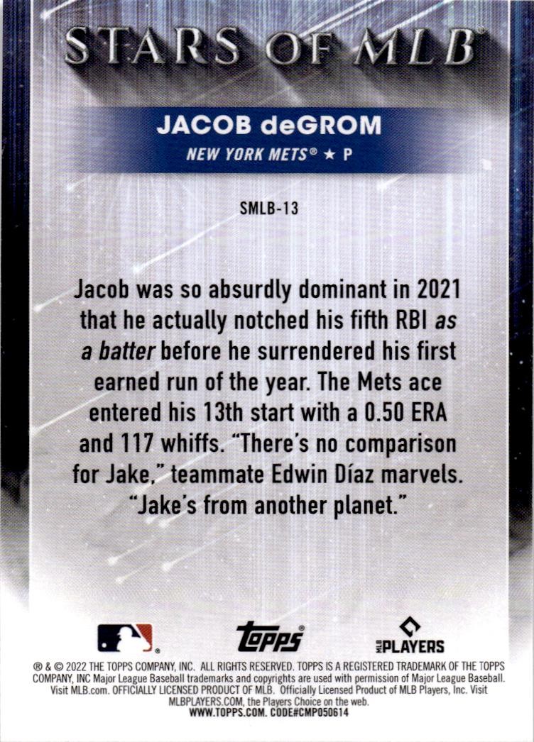 2022 Topps #SMLBC-13 Jacob deGrom Stars of MLB Chrome