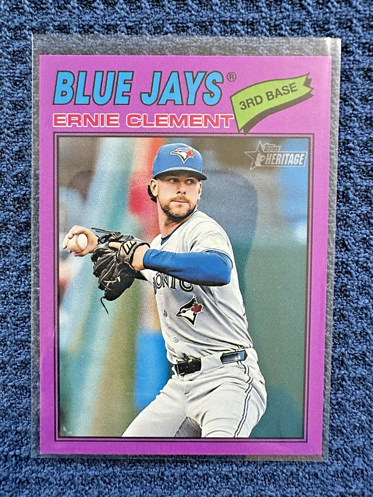 2026 Topps Heritage #21 Ernie Clement Light Purple Border Short Print Blue Jays