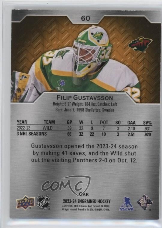 2023-24 Upper Deck Engrained 329/349 Filip Gustavsson #60 1sr1