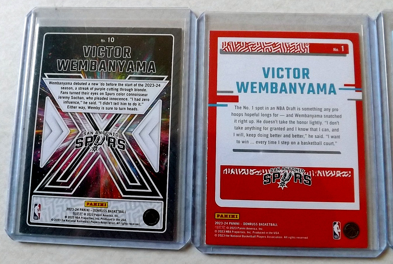 4 Card Lot Panini 2023-24 Donruss The Rookies Victor Wembanyama #1, 10, 220