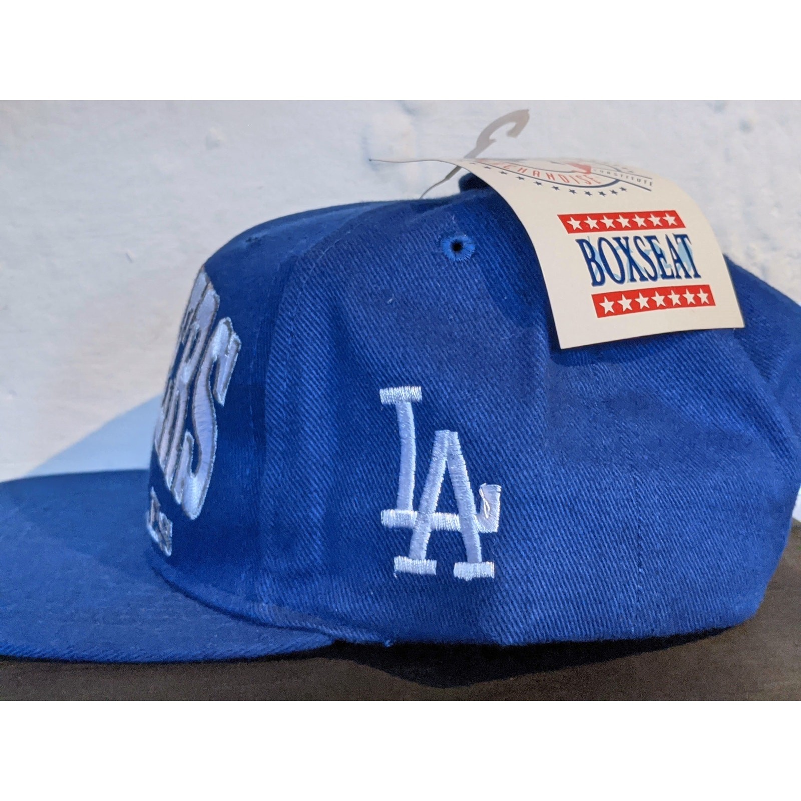 NEW Los Angeles Dodgers 90s Boxseat BLOCK script Logo snapback hat MLB vtg NWT