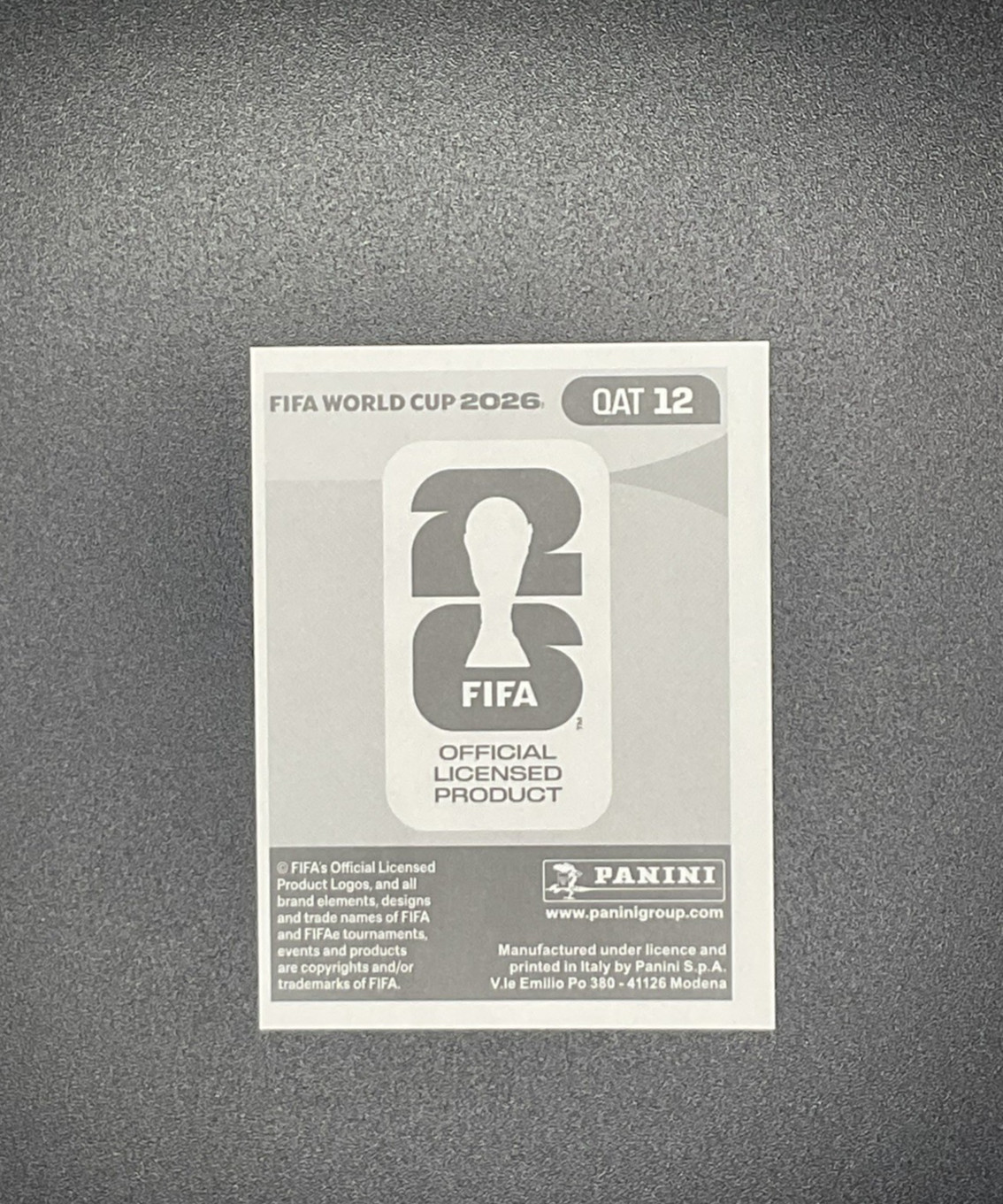 2026 Panini FIFA World Cup Hamed Fatehi Sticker QAT 12 White Border