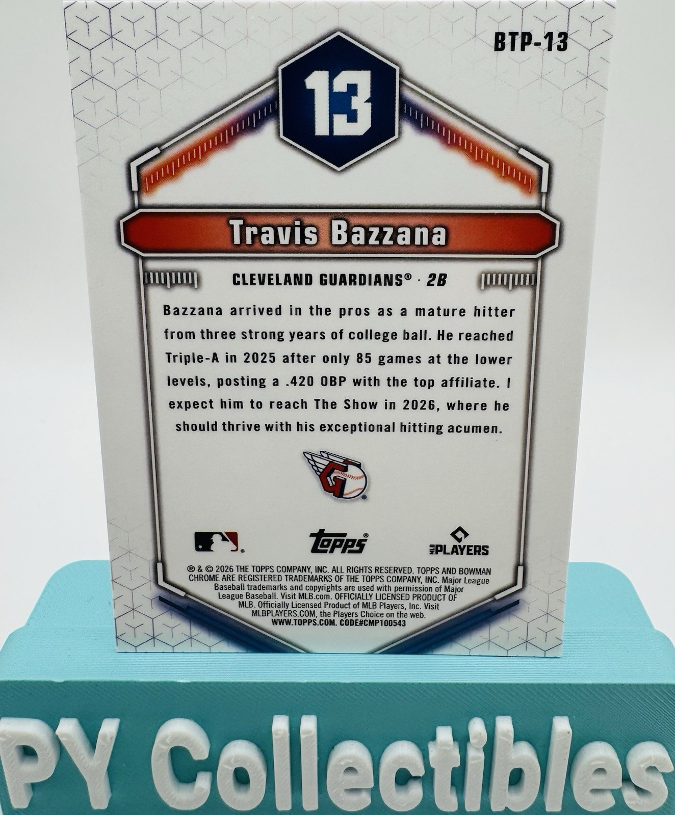 2026 Bowman Travis Bazzana Top 100 BTP-13 Cleveland Guardians