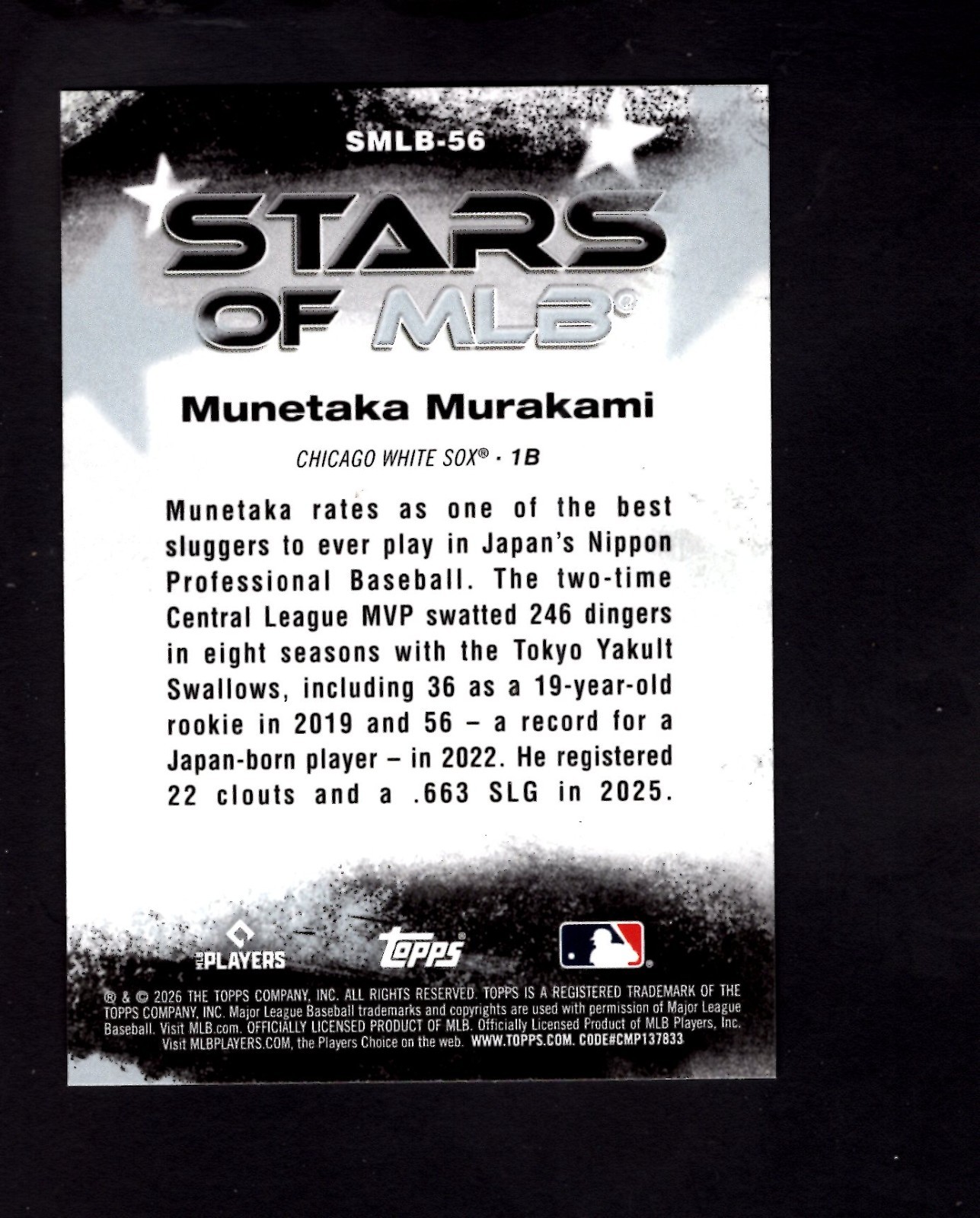 2026 Topps Series 2 Stars of MLB Insert #SMLB56 – Munetaka Murakami RC White Sox