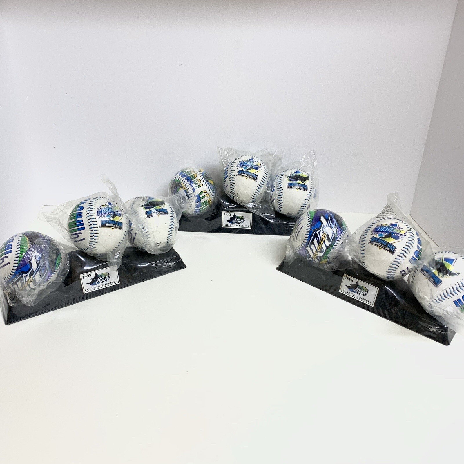 3x Complete Sets of 1998 Tampa Bay Devil Rays McDonalds Baseballs w/ Stands