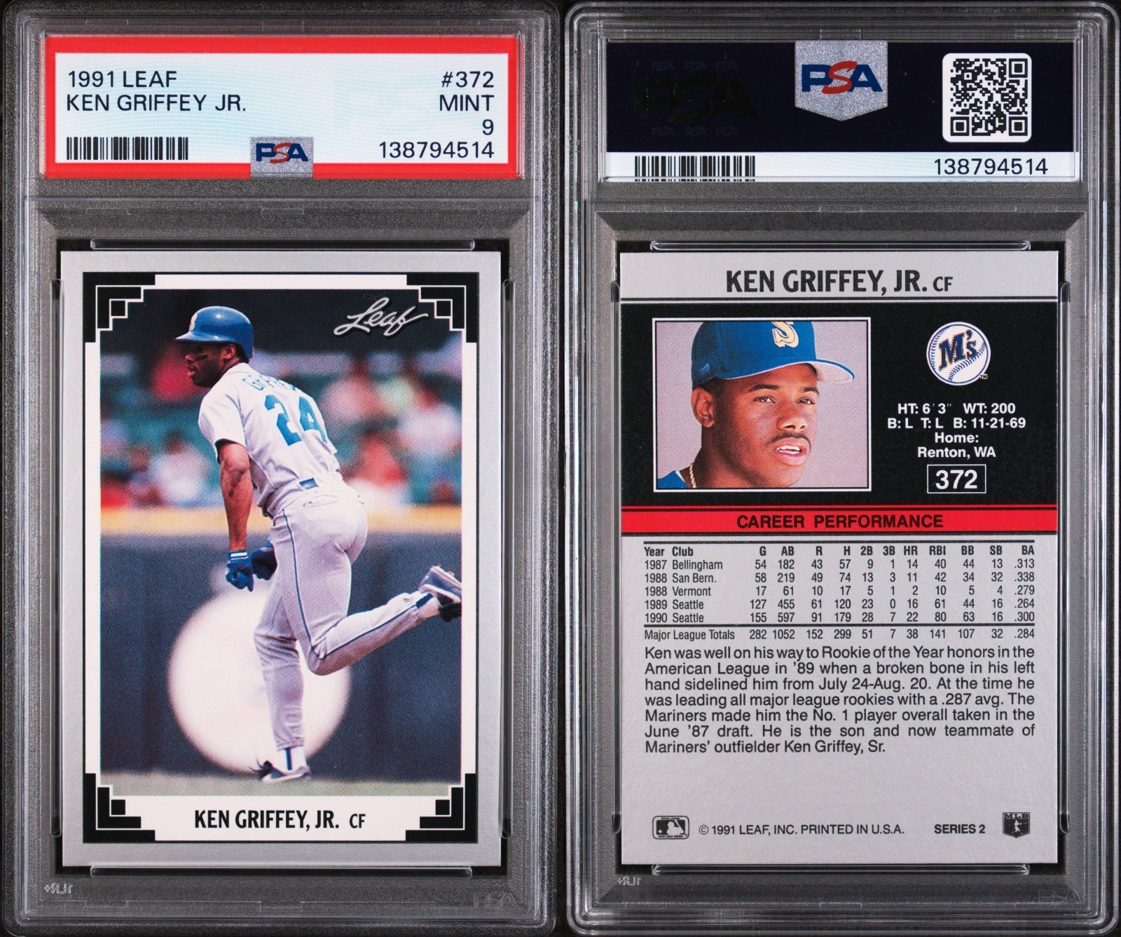 1991 Leaf – Ken Griffey Jr #372 PSA 9 MINT
