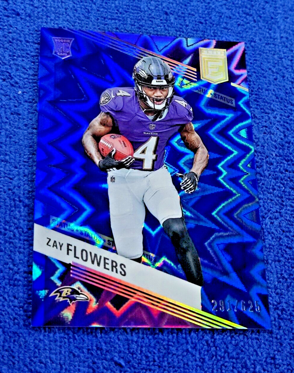 ZAY FLOWERS 2023 Panini Donruss Elite Blue Status Explosion /625 MINT RC #200