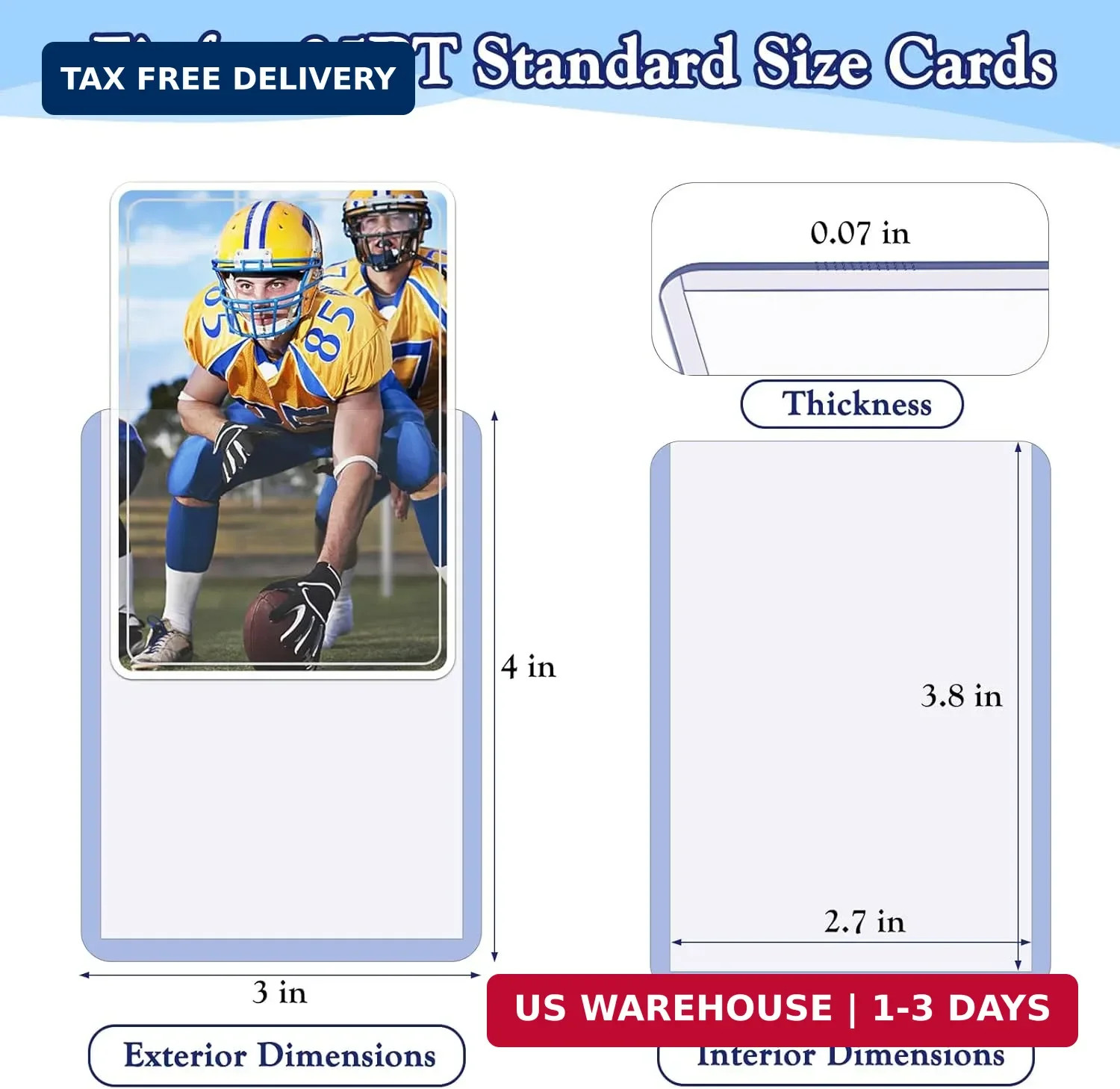Trading Card Sleeves Hard Plastic Clear Case Holder 300 Baseball Cards Topload!!