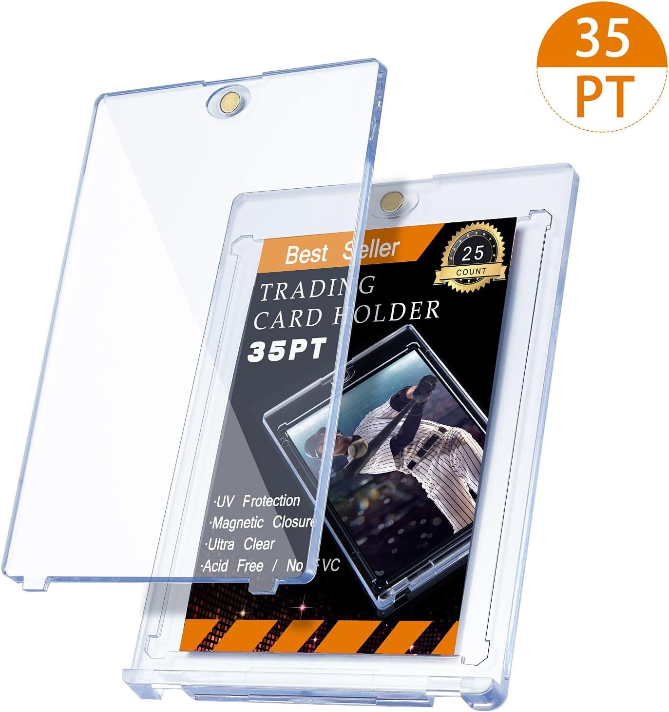 10 Pics Magnetic Card Holder 35 PT Trading Cards Protectors Clear Acrylic Cards