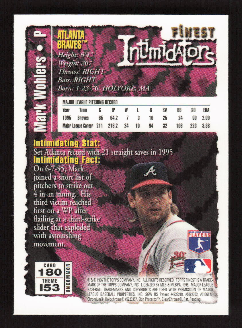 Mark Wohlers 1996 Finest #180 Atlanta Braves