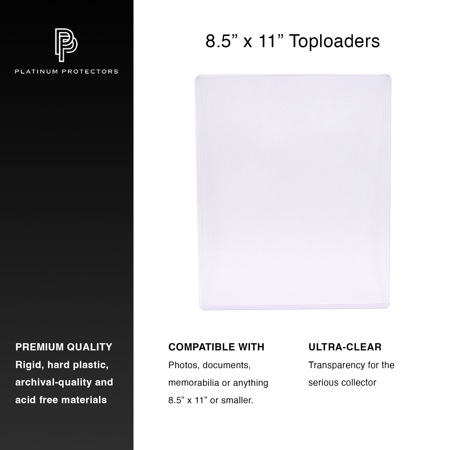 Platinum Protectors 8.5×11 Toploaders Premium Photo Plastic Rigid Holders