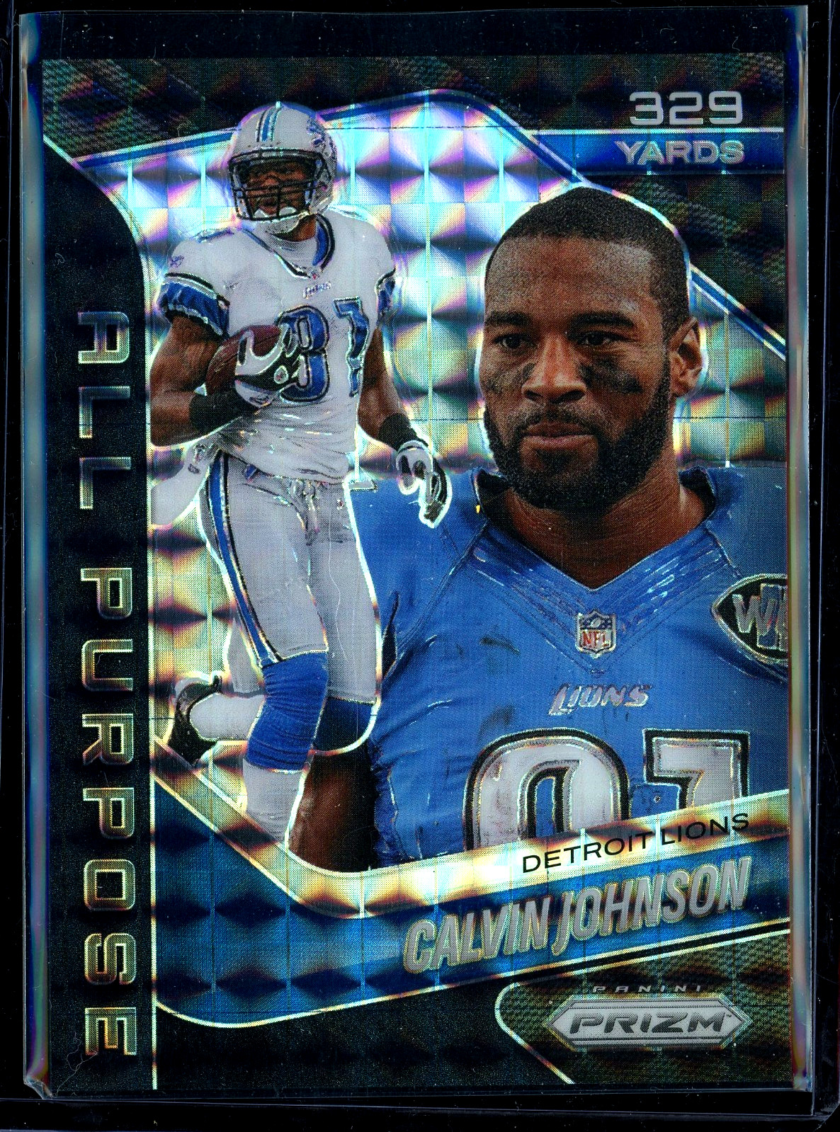 2025 Panini Prizm Calvin Johnson All Purpose BLACK FINITE #1/1 329 YARDS RECORD