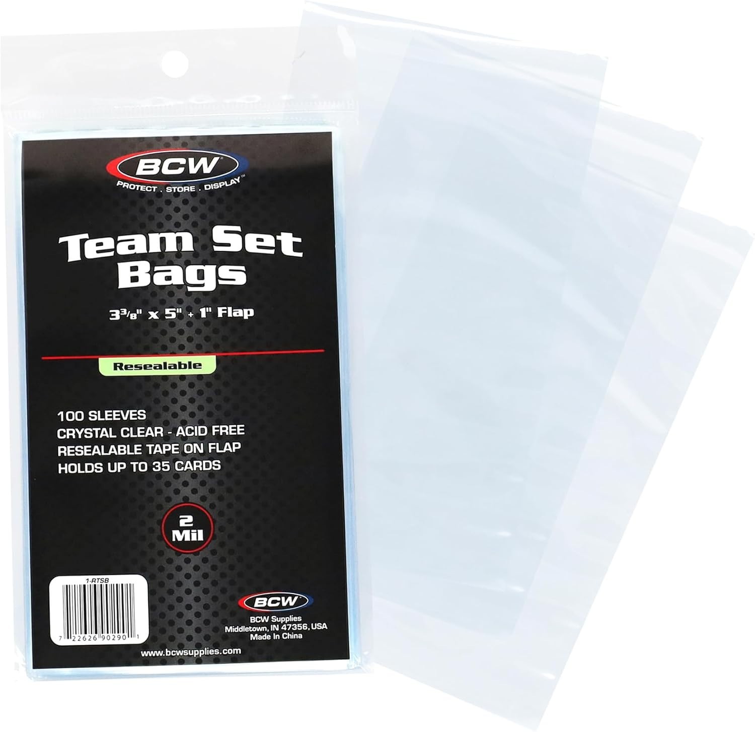 100 Count Resealable Team Bags for Trading Cards – Acid-Free Protection