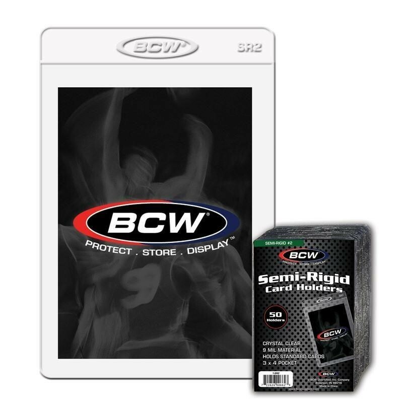 50 BCW Semi Rigid Card Holder #2 3 x 4 1/2 For Standard Cards Grading Submission