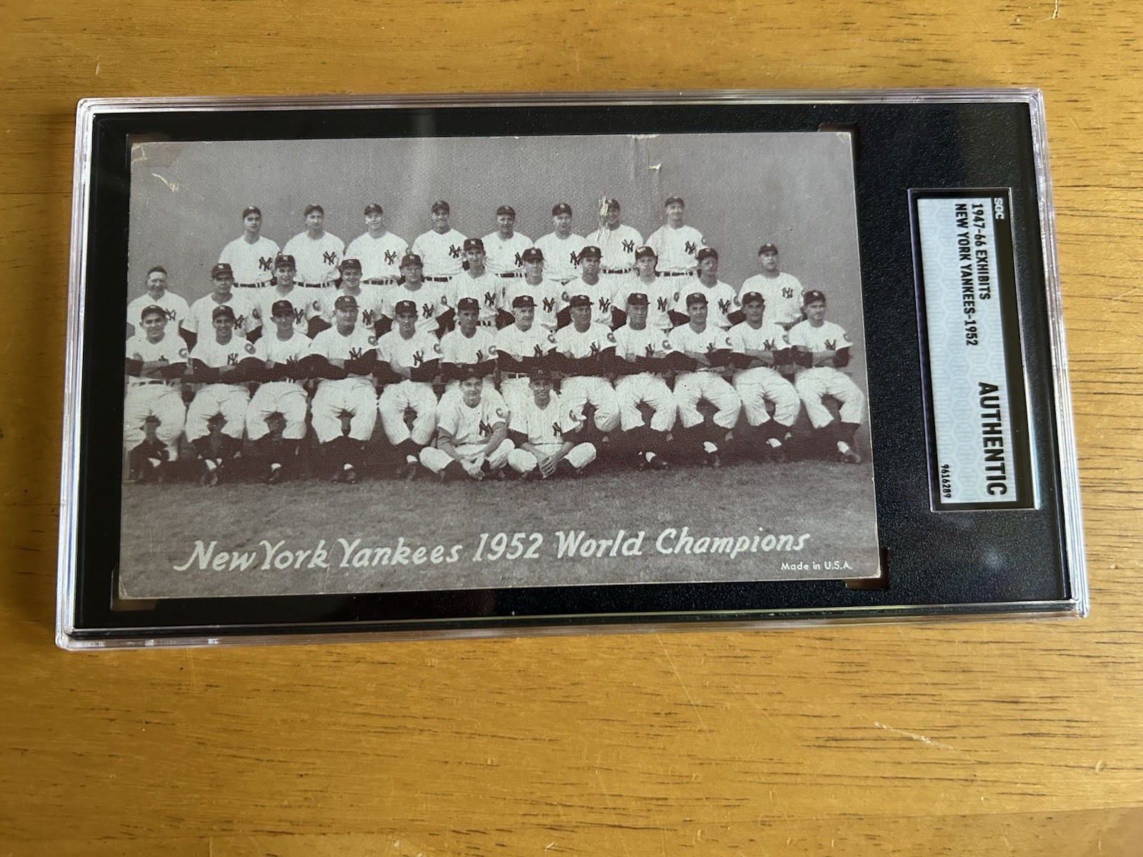 1952 EXHIBITS Card MICKEY MANTLE NEW YORK YANKEES SGC Authentic World Champions